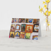 正統のキリスト教アイコン挨拶状 カード (黄色い花)