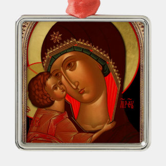 正統のクリスマスのオーナメント- Novgorod Theotokos メタルオーナメント