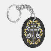 正統派クロス金ゴールドとオーナメント キーホルダー (正面左)