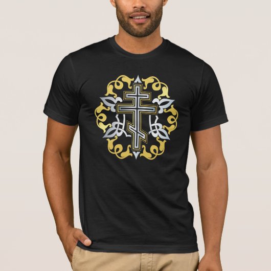 正統派クロス金ゴールドとオーナメント Tシャツ (正面)