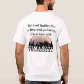 正義と人類を愛するリーダーが必要 Tシャツ (裏面)