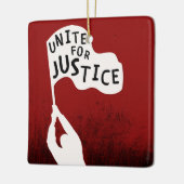 正義のために団結せよ!抗議スローガンのバナー セラミックオーナメント (左)