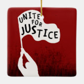 正義のために団結せよ!抗議スローガンのバナー セラミックオーナメント (裏面)