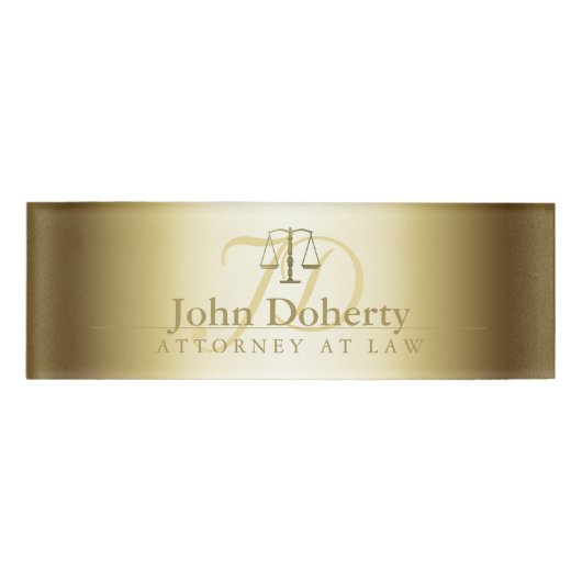 正義のはかりで測られる弁護士|のエレガントな金ゴールド 名札 (正面)