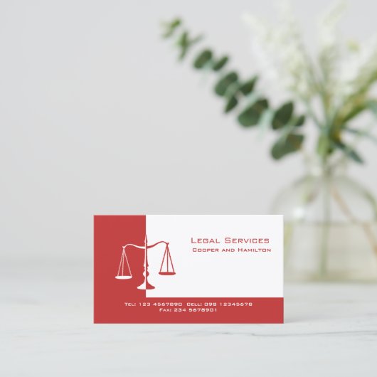 正義のはかりで測られる弁護士 名刺 (スタンド正面)