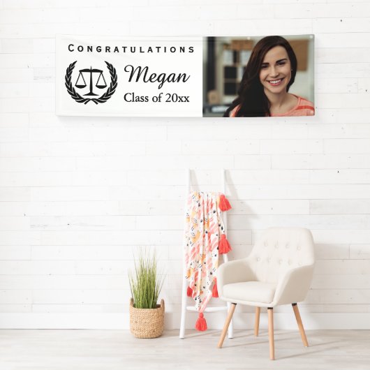 正義のはかりで測られる法律学校の卒業 横断幕 (インサイチュ)