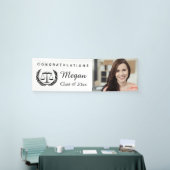 正義のはかりで測られる法律学校の卒業 横断幕 (トレードショー)