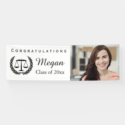 正義のはかりで測られる法律学校の卒業 横断幕 (横)