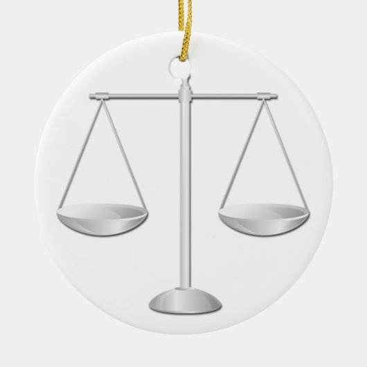 正義のはかりで測られる セラミックオーナメント (正面)