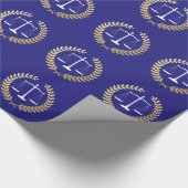 正義のスケールのフェイクな金ゴールドホイルのリース ラッピングペーパー (角)