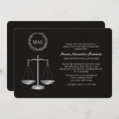 正義のスケール及びリースの法律学校の卒業Inv 招待状 (正面/裏面)