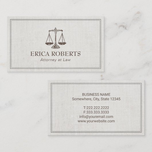正義のヴィンテージの弁護士の弁護士の旧式なスケール 名刺 (正面/裏面)