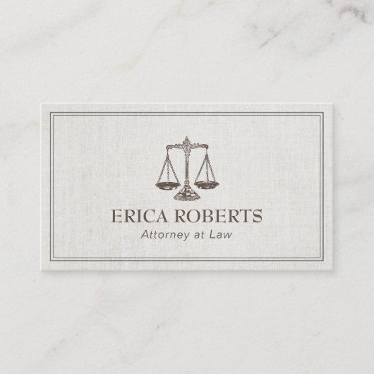 正義のヴィンテージの弁護士の弁護士の旧式なスケール 名刺 (正面)