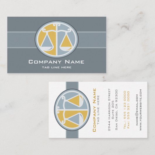 正義の弁護士の名刺のはかりで測られる 名刺 (正面/裏面)