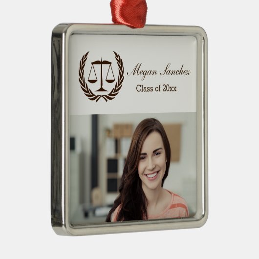 正義の法律学校のはかりで測られる月桂樹の許可のリース| メタルオーナメント (右)