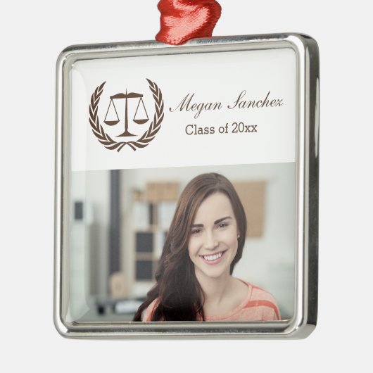 正義の法律学校のはかりで測られる月桂樹の許可のリース| メタルオーナメント (左)