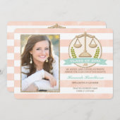 正義の法律学校の卒業のはかりで測られる珊瑚の水 招待状 (正面/裏面)