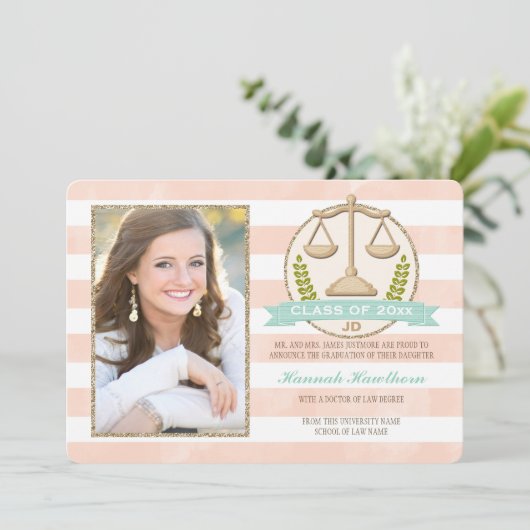 正義の法律学校の卒業のはかりで測られる珊瑚の水 招待状 (スタンド正面)