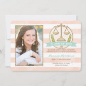 正義の法律学校の卒業のはかりで測られる珊瑚の水 招待状 (正面)