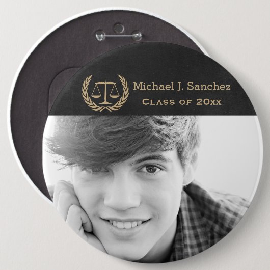 正義の法律学校の卒業のクラシックなスケール 缶バッジ (正面&裏面)