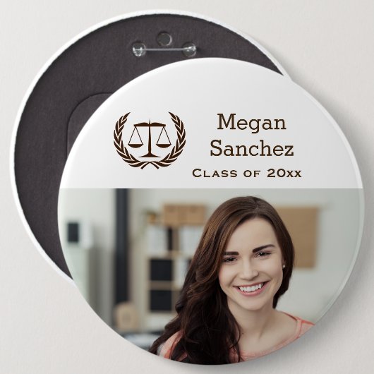 正義の法律学校の卒業のクラシックなスケール 缶バッジ (正面&裏面)