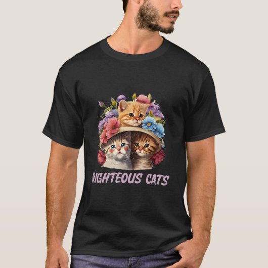 正義の猫 ネコ ユーモア 子猫 猫ママ Tシャツ (正面)