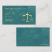 正義の金ゴールドの効果のはかりで測られるTurcuoise弁護士 名刺 (正面/裏面)