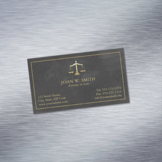 正義の金ゴールド(効果)の弁護士のはかりで測られる弁護士 マグネット名刺 (インサイチュ)