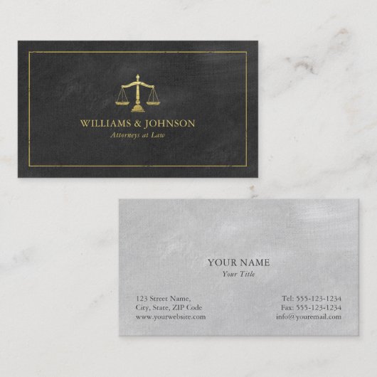 正義の金ゴールド(効果)の弁護士のはかりで測られる弁護士 名刺 (正面/裏面)