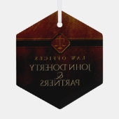 正義はかりで測の |クリスマス法律事務所 ガラスオーナメント (裏面)