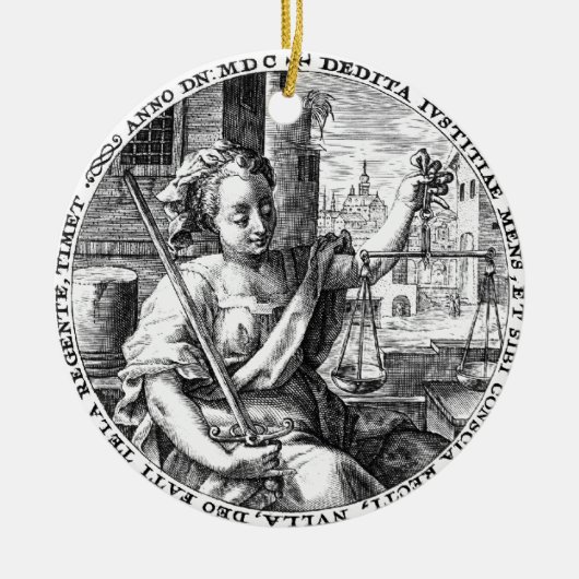 正義はかりで測の セラミックオーナメント (正面)