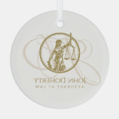 正義はかりで測の |テミス ガラスオーナメント (裏面)