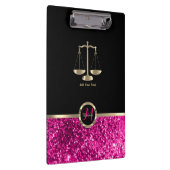 正義はかりで測の – モノグラムピンクグリッター クリップボード (右)