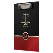 正義はかりで測の – モノグラム黒と赤 クリップボード (左)