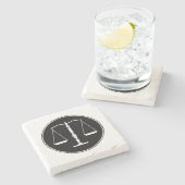 正義はかりで測の |ロースクールのギフト ストーンコースター (横)