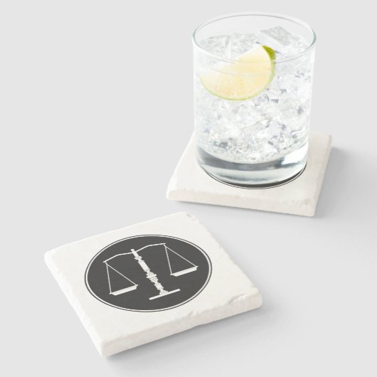 正義はかりで測の |ロースクールのギフト ストーンコースター (横)