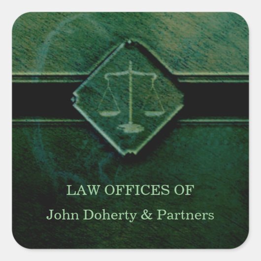 正義はかりで測の – 正方形ステッカー スクエアシール (正面)