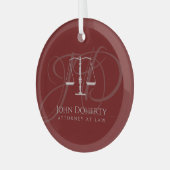 正義はかりで測の |法律 ガラスオーナメント (正面左)