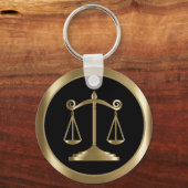 正義はかりで測の |法律 |弁護士 – ブラック&金ゴールド キーホルダー (正面)