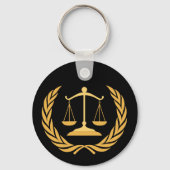 正義はかりで測の |法律 |弁護士 – ブラック&金ゴールド キーホルダー (正面)