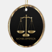 正義はかりで測の – 黒と金ゴールド- 2サイドプリント セラミックオーナメント (左)