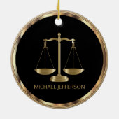 正義はかりで測の – 黒と金ゴールド- 2サイドプリント セラミックオーナメント (裏面)