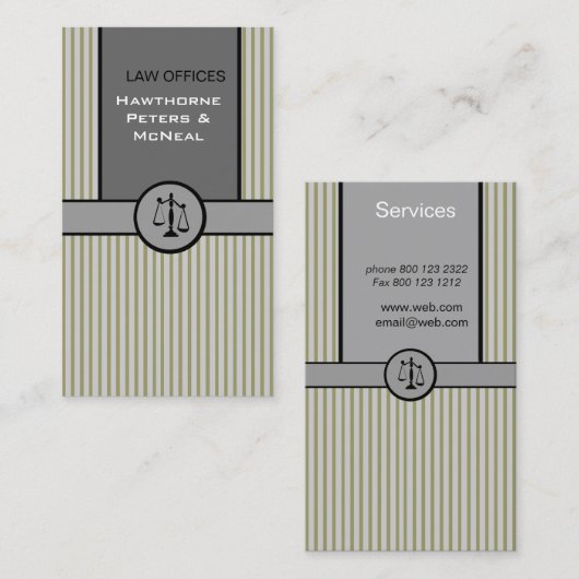 正義はの縞で飾ります。 弁護士の弁護士の法律事務所 名刺 (正面/裏面)