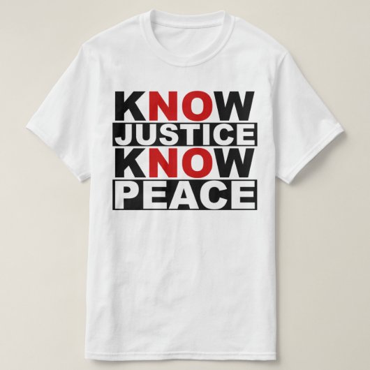 正義は平和を知っている Tシャツ (デザイン正面)