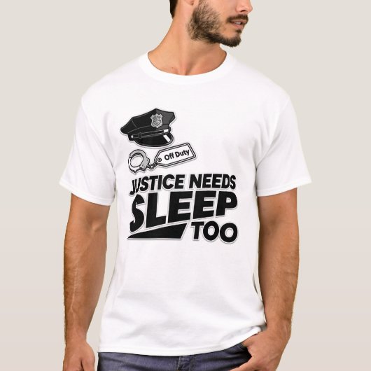 正義も眠る必要あり 法執行機関ミニマリスト Tシャツ (正面)