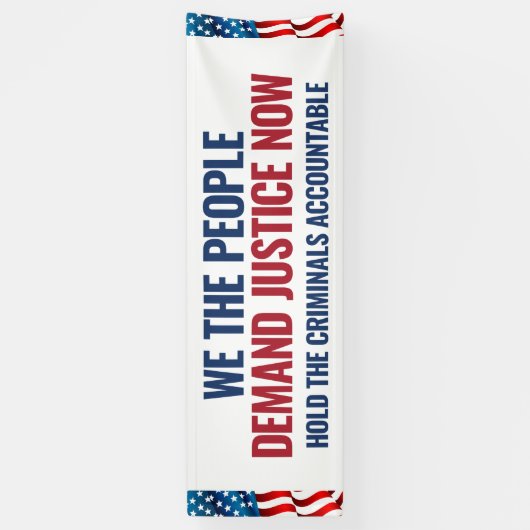 正義を求める | 8フィートのバナー |白 横断幕 (縦)