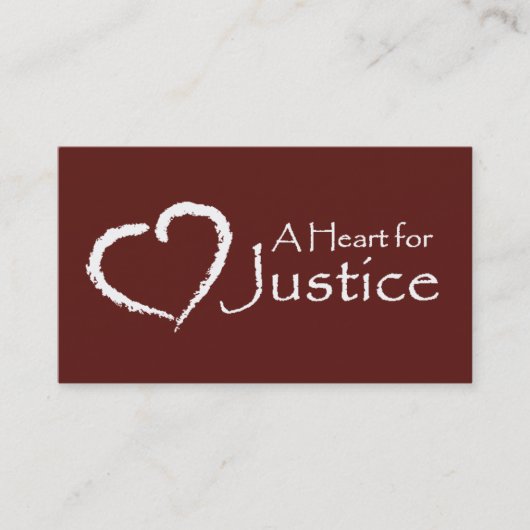 正義カード(あずき色)のためのハート 名刺 (正面)