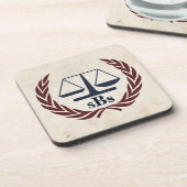 正義パーソナライズな弁護士のギフトのはかりで測られる コースター (左側)