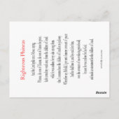 正義フィニアス祈りの言葉カード ポストカード (裏面)