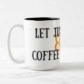 正義及びコーヒー流れのマグ許可して下さい ツートーンマグカップ (左)